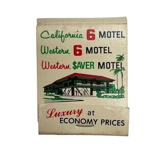 Vintage California Western 6 Saver Motel Advertising Matchbook Cover Unstruck